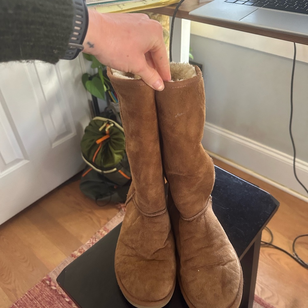 UGG Chestnut Suede Boots with Shearling